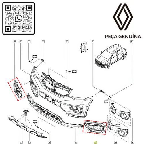 RN 24985R-K 261A24985R KIT ESQ-DIR MOLDURA DO FAROL DE MILHA KWID -3-
